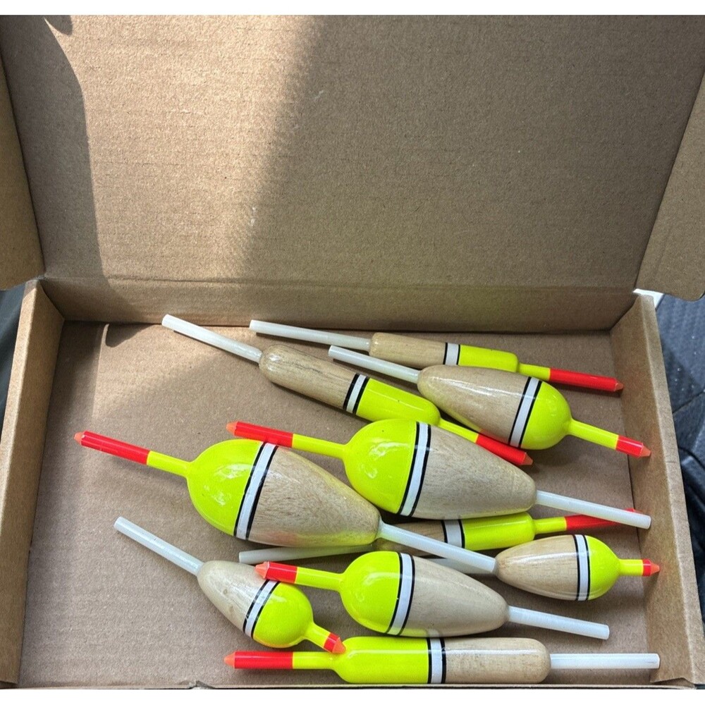 9 Pcs Fishing Float Slip Bobber Wood Fishing Stick Slip Balsa Bobber in 5 Si...
